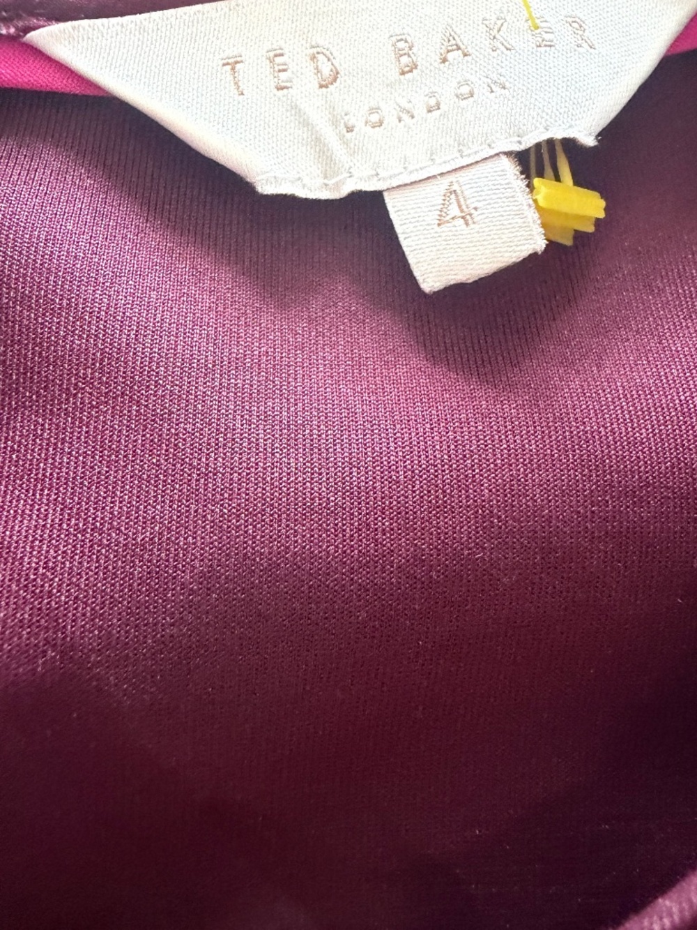 Brand New Ted Baker London Ruffle Trim Long Sleeve Dress in Burgundy - Picture 5 of 6